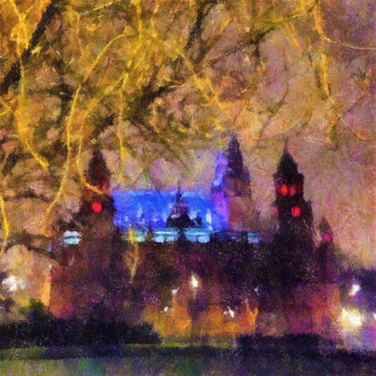 Kelvingrove Nights Moonlight Wooden Art Block