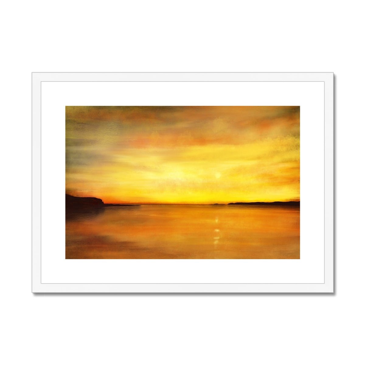 King's Cave Sunset Arran Painting | Framed & Mounted Prints From Scotland