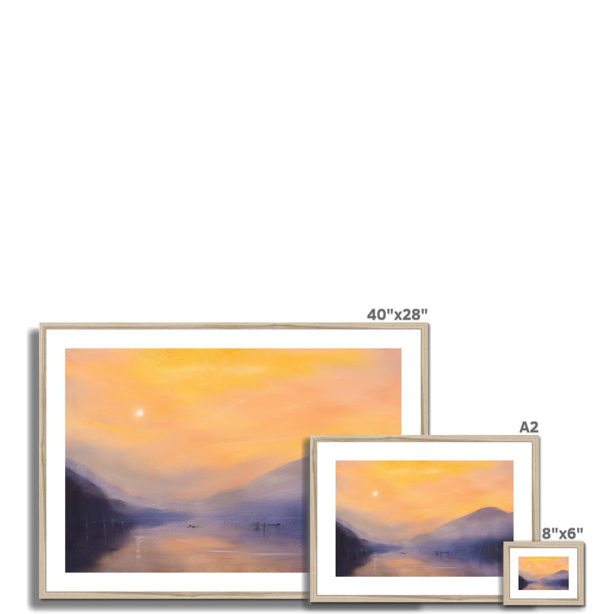 Loch Eck Dusk Painting | Framed &amp; Mounted Prints From Scotland