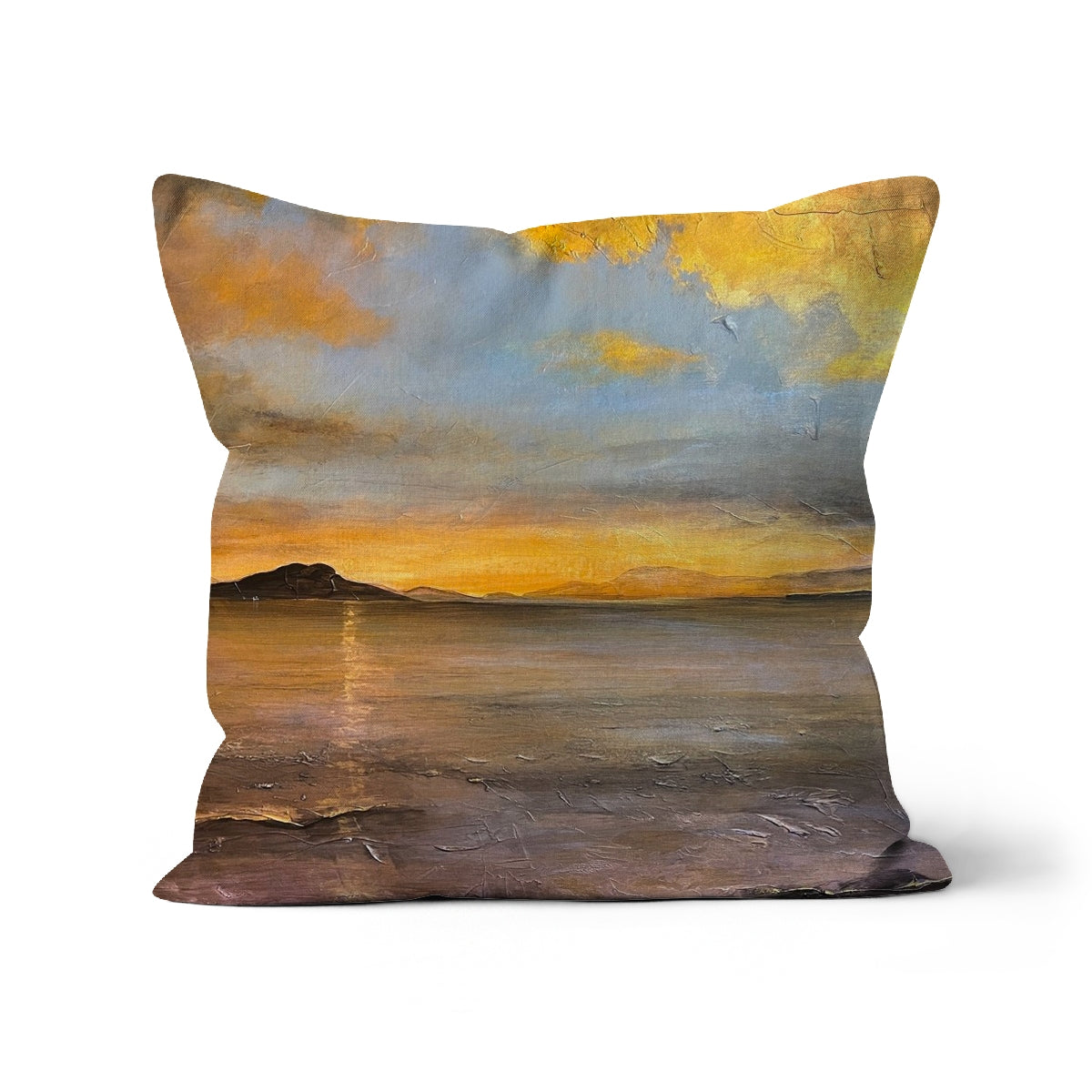 Loch Linnhe Sunset Art Gifts Cushion | Scottish Lochs & Mountains Art Gallery | Paintings, Prints, Homeware and Art Gifts From Scotland By Scottish Artist Kevin Hunter