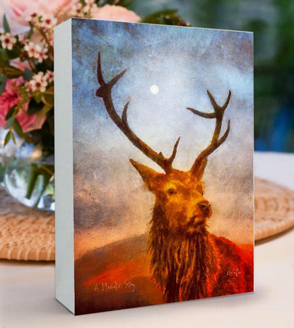 Loch Lomond Moonlight Wooden Art Block