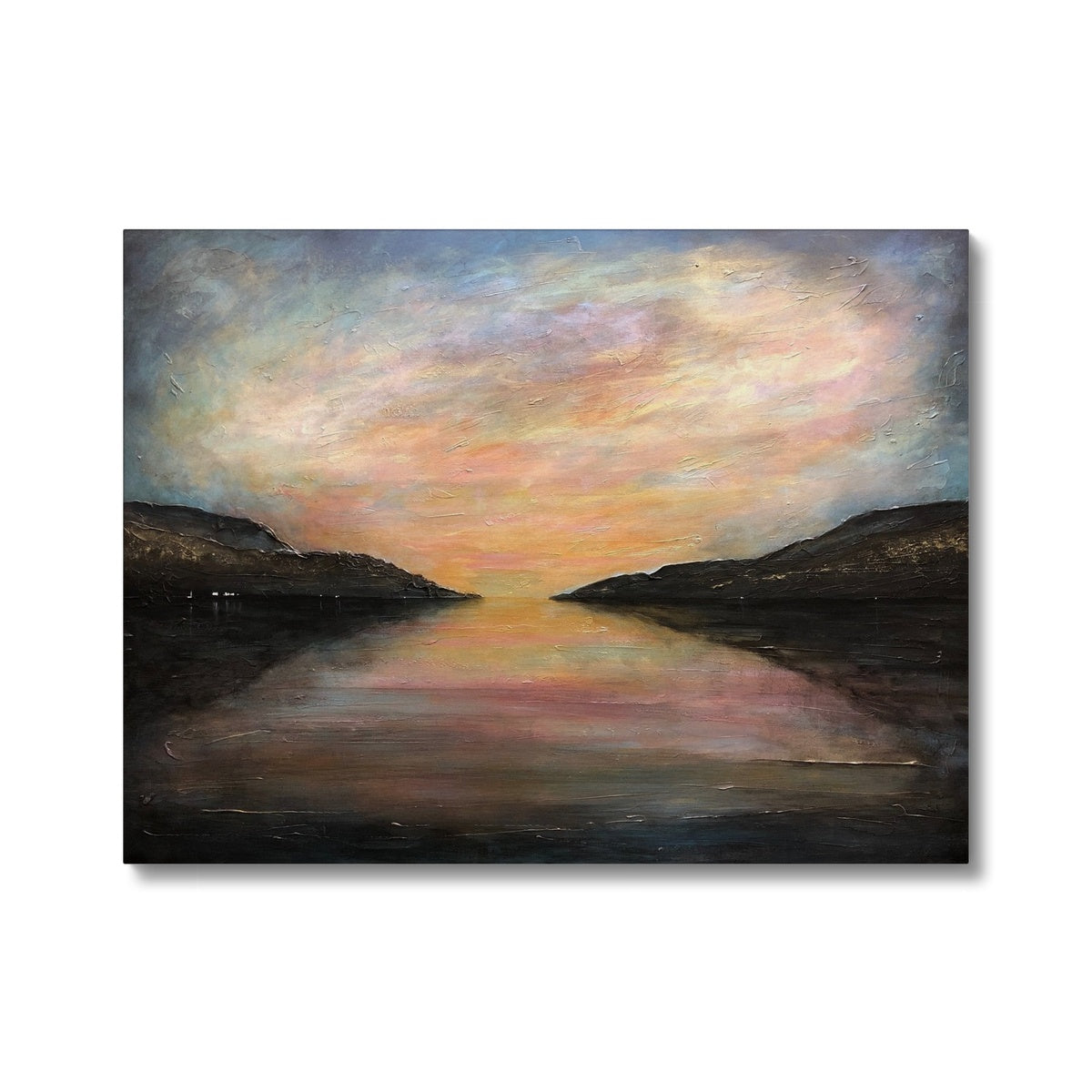 Loch Ness Glow Canvas | Scottish Lochs & Mountains Art Gallery | Paintings, Prints, Homeware and Art Gifts From Scotland By Scottish Artist Kevin Hunter