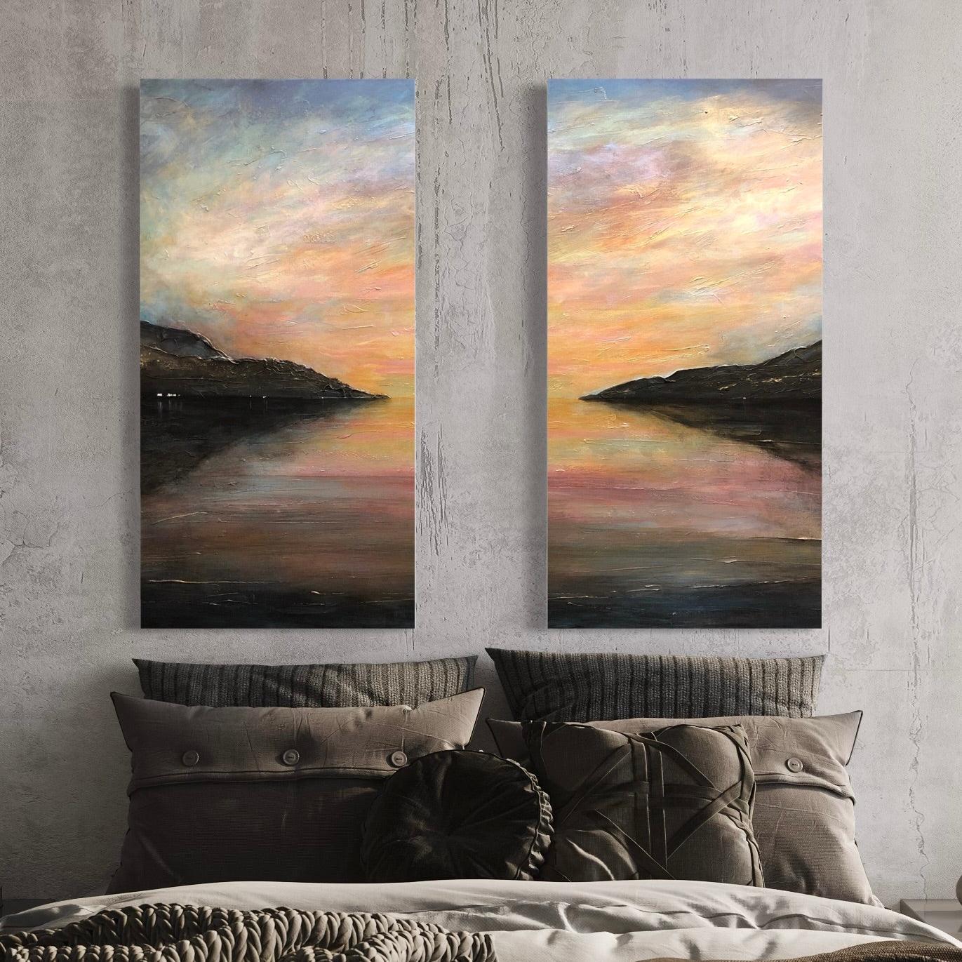 Loch Ness Glow Painting Signed Fine Art Diptych Canvas