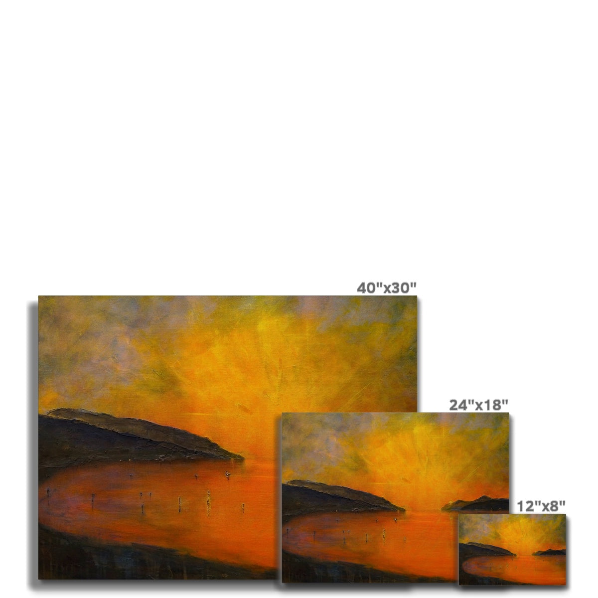 Loch Ness Sunset Canvas | Scottish Lochs & Mountains Art Gallery | Paintings, Prints, Homeware and Art Gifts From Scotland By Scottish Artist Kevin Hunter