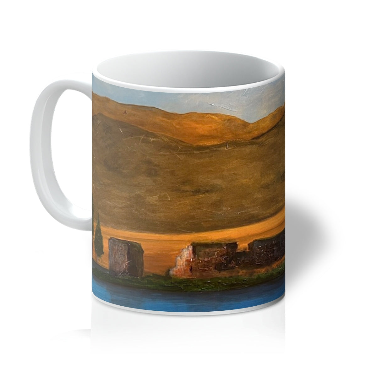 Lochindorb Castle Art Gifts Mug | Scottish Lochs & Mountains Art Gallery | Paintings, Prints, Homeware and Art Gifts From Scotland By Scottish Artist Kevin Hunter