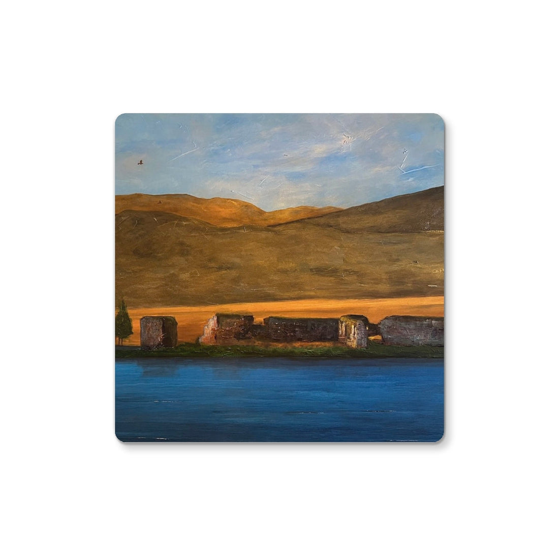 Lochindorb Castle | Scottish Art Gifts | Coaster | Scottish Lochs &amp; Mountains Art Gallery | Paintings, Prints, Homeware and Art Gifts From Scotland By Scottish Artist Kevin Hunter