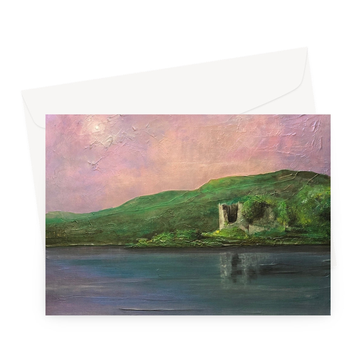 Old Castle Lachlan Scottish Art Gifts Greeting Card | Historic &amp; Iconic Scotland Art Gallery | Paintings, Prints, Homeware and Art Gifts From Scotland By Scottish Artist Kevin Hunter