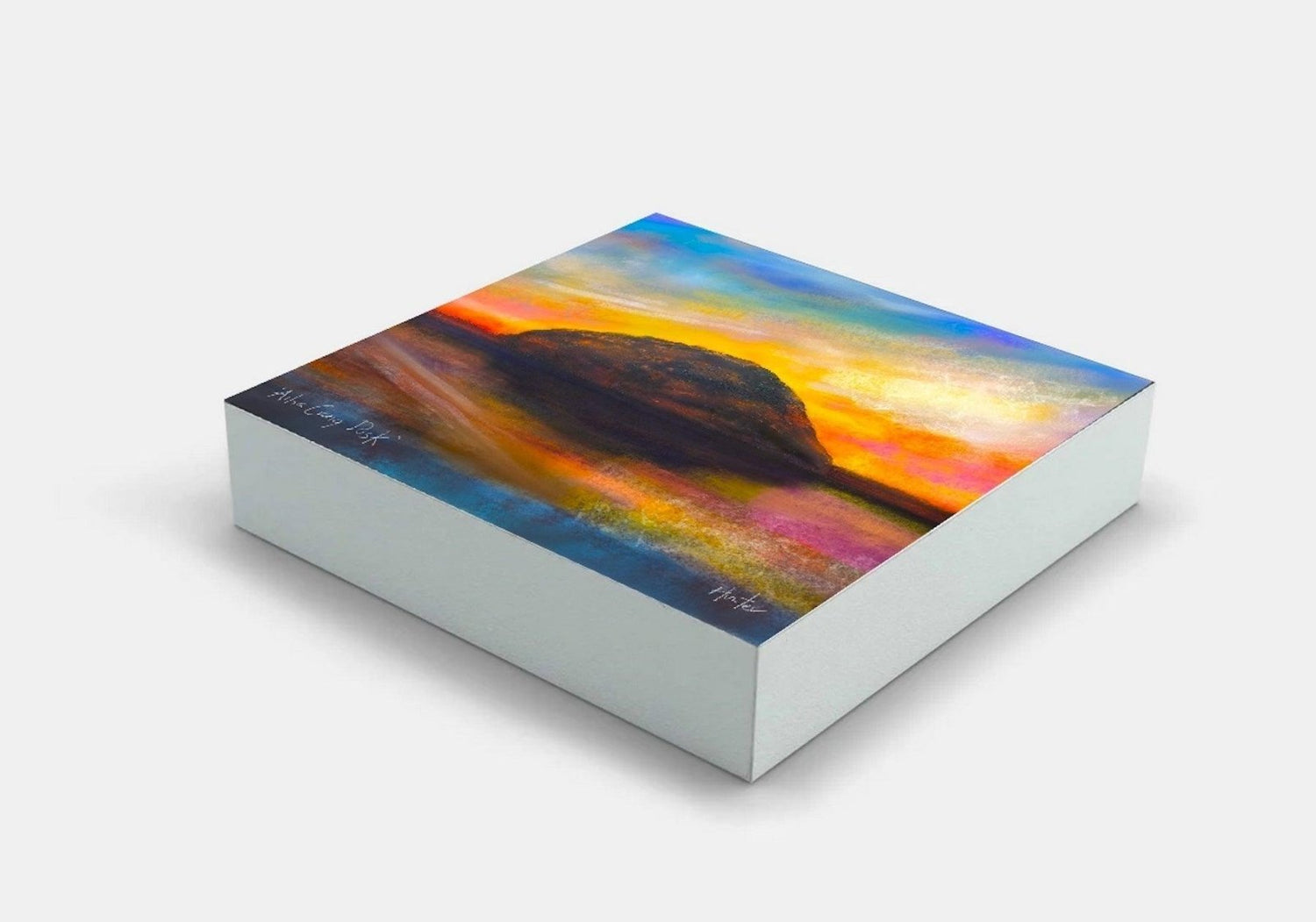 River Clyde Sunset Wooden Art Block