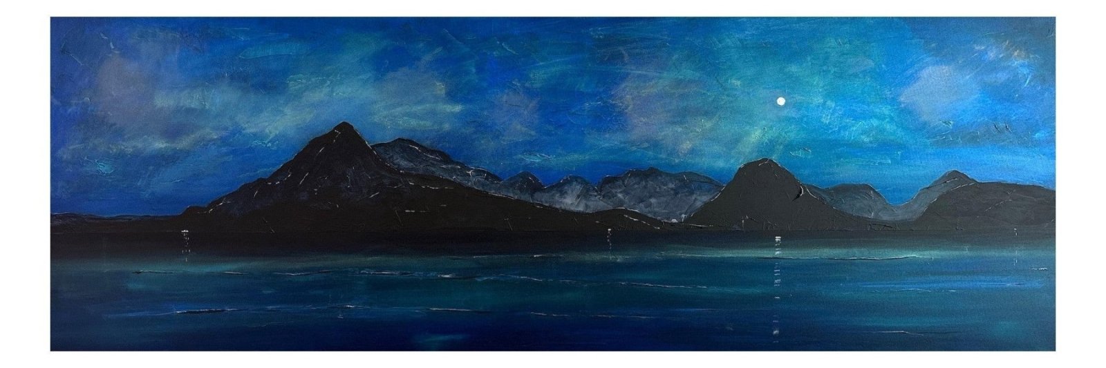 Skye Prussian Twilight | Panoramic Painting &amp; Art Prints | Skye Art Gallery | Paintings, Prints, Homeware and Art Gifts From Scotland By Scottish Artist Kevin Hunter