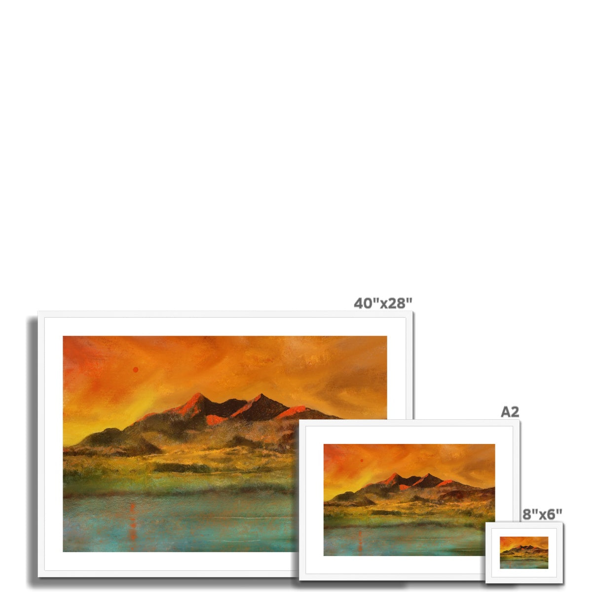 Skye Red Moon Cuillin Painting | Framed & Mounted Prints From Scotland