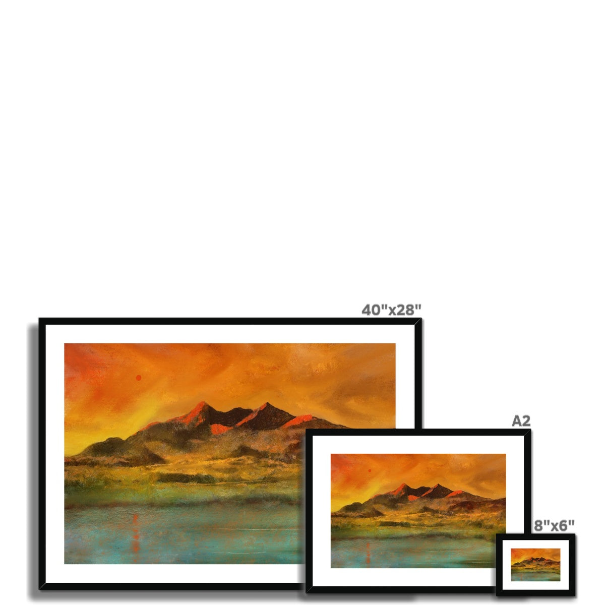 Skye Red Moon Cuillin Painting | Framed & Mounted Prints From Scotland