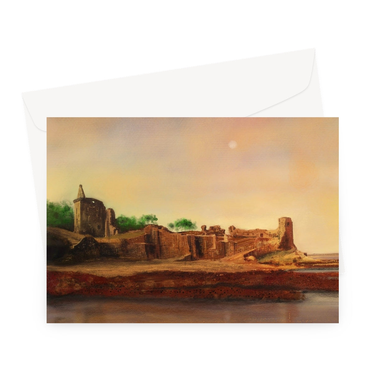 St Andrews Castle Scottish Art Gifts Greeting Card | Historic & Iconic Scotland Art Gallery | Paintings, Prints, Homeware and Art Gifts From Scotland By Scottish Artist Kevin Hunter