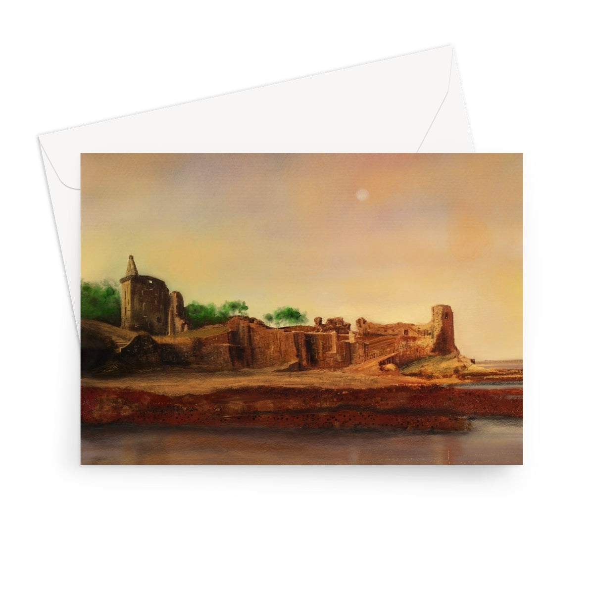 St Andrews Castle Scottish Art Gifts Greeting Card | Historic & Iconic Scotland Art Gallery | Paintings, Prints, Homeware and Art Gifts From Scotland By Scottish Artist Kevin Hunter