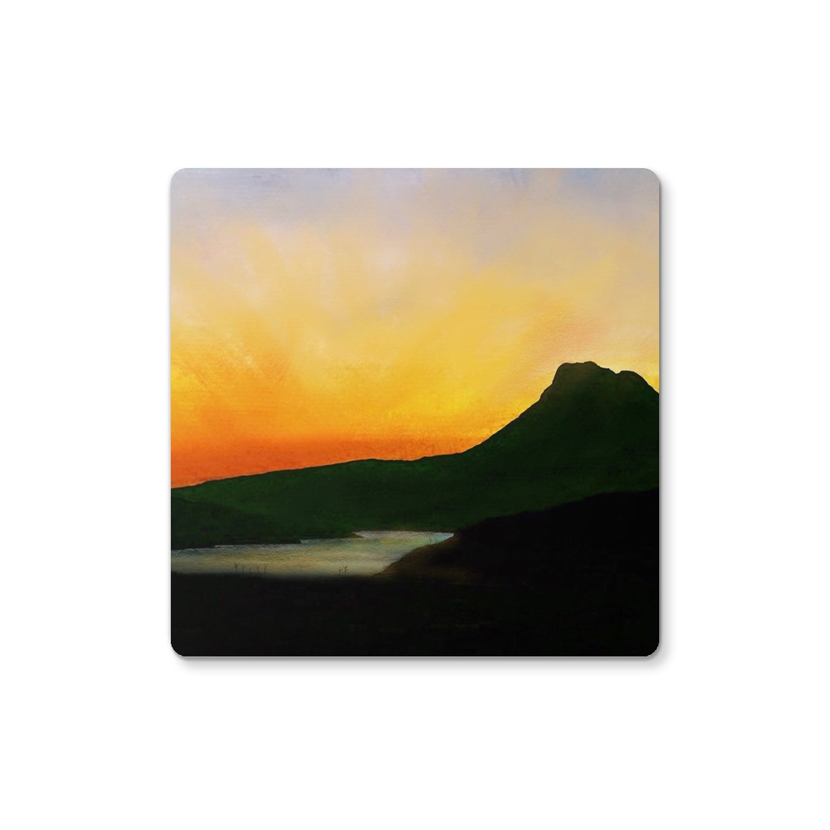 Stac Pollaidh Dusk | Scottish Art Gifts | Coaster | Scottish Lochs & Mountains Art Gallery | Paintings, Prints, Homeware and Art Gifts From Scotland By Scottish Artist Kevin Hunter