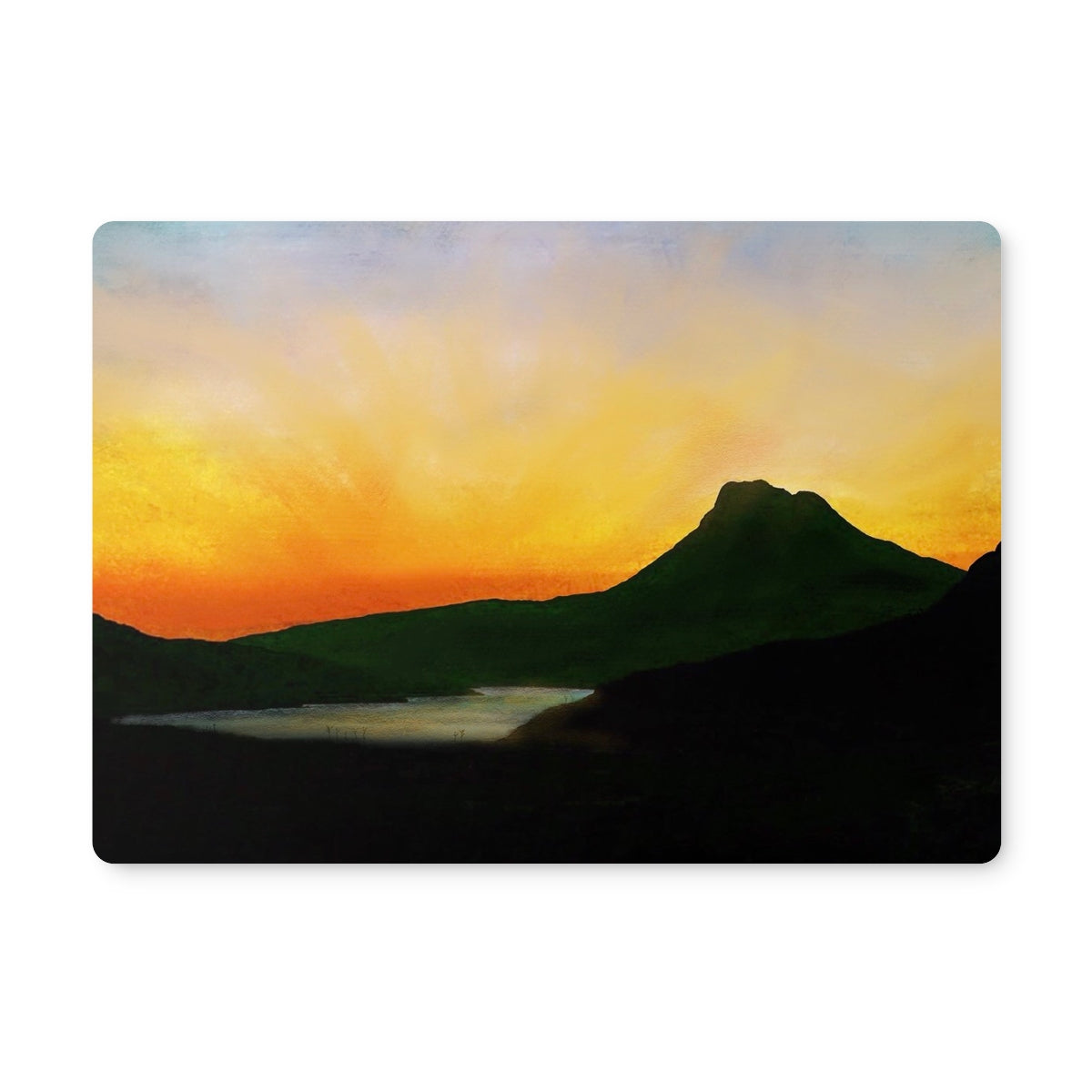 Stac Pollaidh Dusk | Scottish Art Gifts | Placemat | Scottish Lochs &amp; Mountains Art Gallery | Paintings, Prints, Homeware and Art Gifts From Scotland By Scottish Artist Kevin Hunter