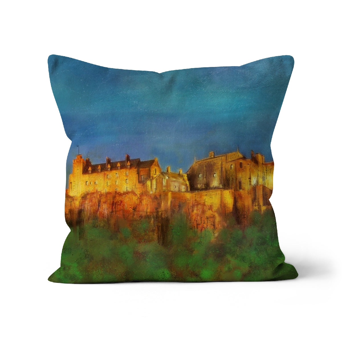 Stirling Castle Art Gifts Cushion | Historic &amp; Iconic Scotland Art Gallery | Paintings, Prints, Homeware and Art Gifts From Scotland By Scottish Artist Kevin Hunter