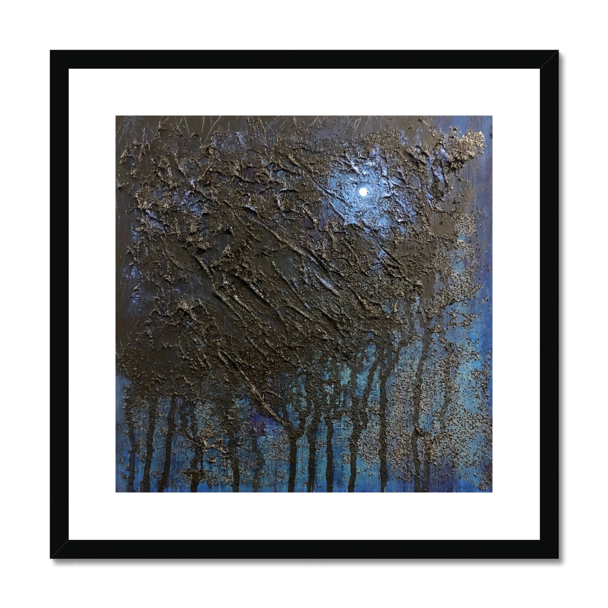 The Blue Moon Wood Abstract Painting | Framed & Mounted Prints From Scotland