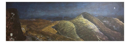 Torridon Hills Moonlight | Panoramic Painting &amp; Art Prints | Scottish Lochs &amp; Mountains Art Gallery | Paintings, Prints, Homeware and Art Gifts From Scotland By Scottish Artist Kevin Hunter